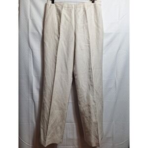 KASPER Linen Blend High Rise Wide Leg Dress Pant Sz 8 Oatmeal Lined Career EUC!